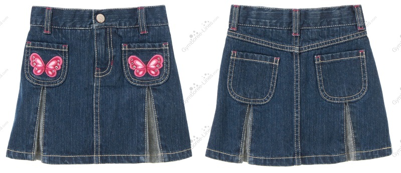 Jupe-short Gymboree Denim Délavé - Taille 7, Boutons étoiles Roses, Lot G7