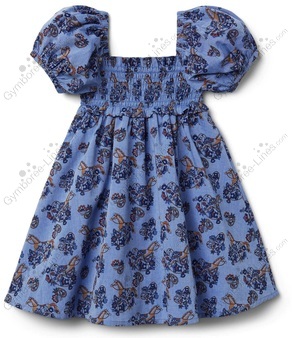 2021 Janie and Jack HORSE PRINT PUFF SLEEVE DRESS Girl Kid